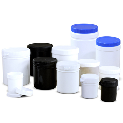 Buy Material White and Black HDPE Plastic Storage Jar Wide Mouth Bottles with Inner Cover online manufacture