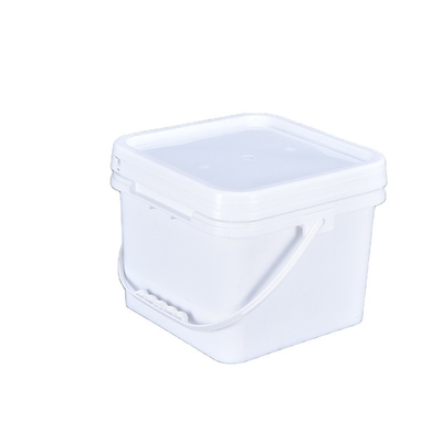 Buy Customized Printing Injection Moulding Square Plastic Bucket With Lid White Logo Design online manufacture