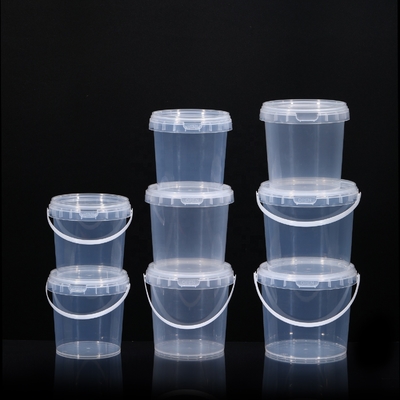 Buy 300ml 5 liter IML Customized Plastic Bucket With Lid For Honey Cookie Yogurt Butter Sauces online manufacture