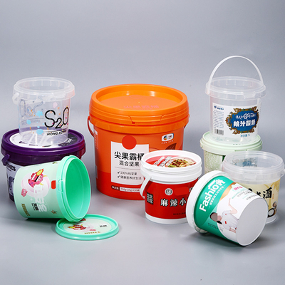 Buy Sample Supplied Food Grade IML Customized PP Plastic Ice Cream Bucket With Lid Handle online manufacture