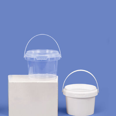 buy Customized 300ml Mini Plastic Bucket Clear Round Food Grade Bucket for Bulk Candy Popcorn Cookie Food Storage With Lid Handle online manufacture