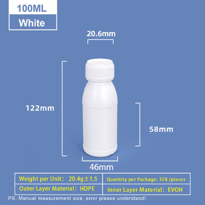 buy 100ml White Round-Shoulder Plastic Bottle Plastic Coex HDPE Bottle online manufacture