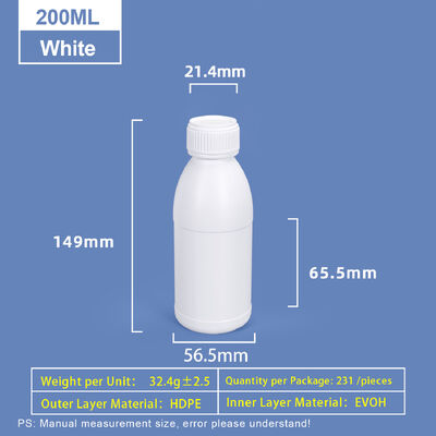 buy 200ml White Round-Shoulder Plastic Bottle Plastic Coex HDPE Bottle online manufacture