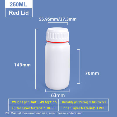buy Custom 250ml White Plastic Coex Bottle with Red Green Colored Ring Around Cap online manufacture