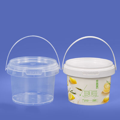 Buy Mini Size Custom 300ml Plastic Bucket Clear Round Food Grade Sealed Bucket for Candy Popcorn Cookie Food Storage With Lid Handle online manufacture
