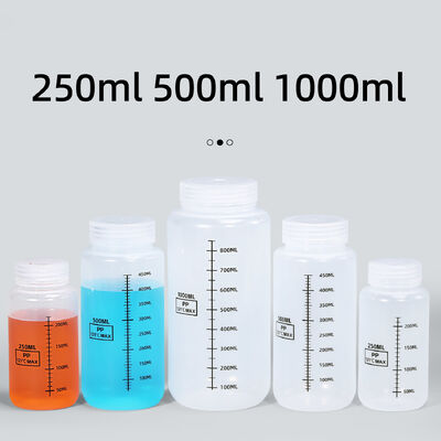 buy New Design Graduated Bottle Food Grade PP Clear Plastic Bottle With Scale Line Wide Neck Liquid Container for Chemical online manufacture