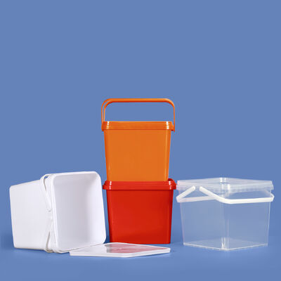buy Custom 5L PP Square Bucket With Dual Handles and Lid Food Grade Plastic Storage Container online manufacture