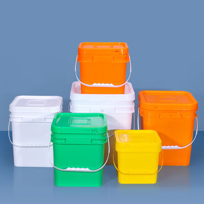 Buy Customized Printing Colorful Square Plastic Bucket Food Grade PP Material Bucket for Paint Barrels with Plastic or Metal Handle online manufacture