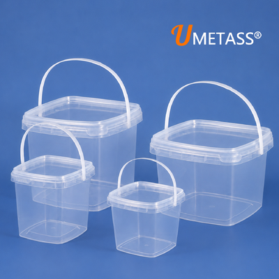Buy Heavy Duty Food Grade Square Plastic Bucket with Lid and Handle for Beverage Fruit Storage Leakproof Freezer Safe Packaging Tub online manufacture