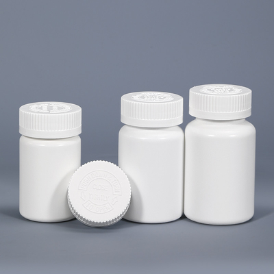 White Round Plastic Pill Bottles for Child-Proof Capsule Tablets Pharmaceutical Storage
