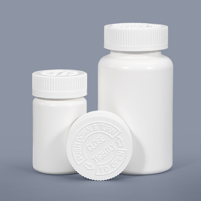 Engraved White Round Plastic Pill Bottles for Capsule Tablets Pharmaceutical Storage