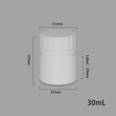 SCREW CAP Lid Mini Pill Container for 30ml Plastic White Medicine Jar in HDPE Material