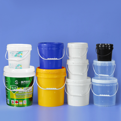 Round Plastic Bucket Container with Handle Lip Food Grade Portable PP Transparent Barrel