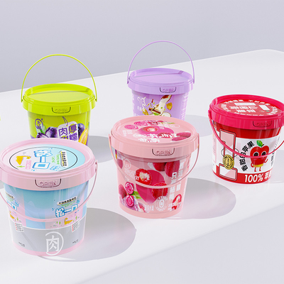 IML Printing Plastic Buckets for Yogurt Biscuit Cookies Pet Food Storage Container 300ml-5L