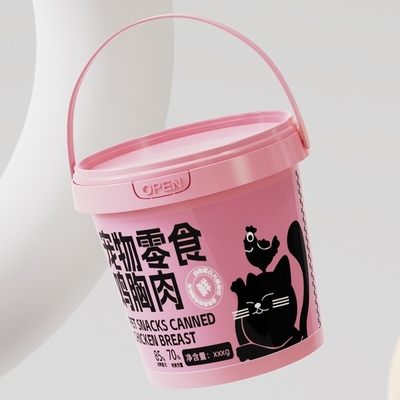 IML Customized PP Round Plastic Bucket for Food Grade Cotton Candy Cookie Sauces Beverage