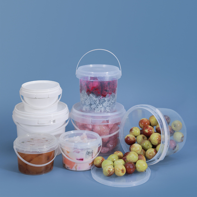 Transparent Round Plastic Food Storage Buckets Capacity 280ml/450ml/650ml Food Grade