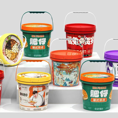 Customized Logo IML Food Packaging Bucket for Peanut Butter Sauces and Cotton Candy