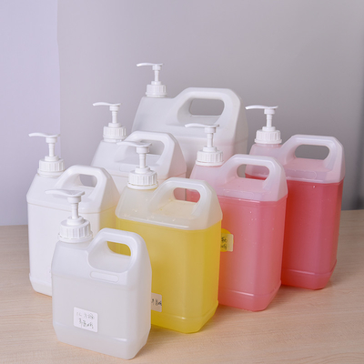 Square HDPE Plastic Jerry Can for Soap Shower Gel Shampoo Liquid 1L-5L White Pump