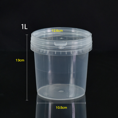 Printing Silk Screen Printing 1L 100pcs Set Transparent Plastic Bucket for Food Storage