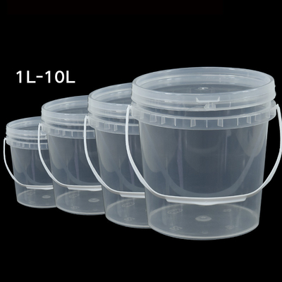 Food Grade Round Clear PP Plastic Buckets With Pastic Handle and Silk Screen Printing