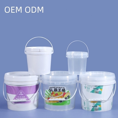 6L Household Clear Plastic Round Custom Printing Candy Popcorn Cookie Bucket With Lid