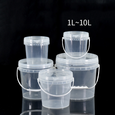1L-10L Round Custom Printed Candy Cookie Clear Plastic Bucket With Leak Proof Lid Sample