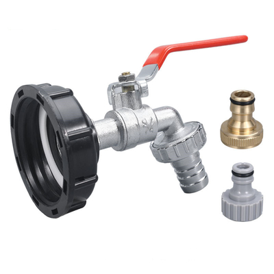 3/4'' Nickel Plating Bibcock With Red Handle Faucet Adapter For Hose Garden Water Tap