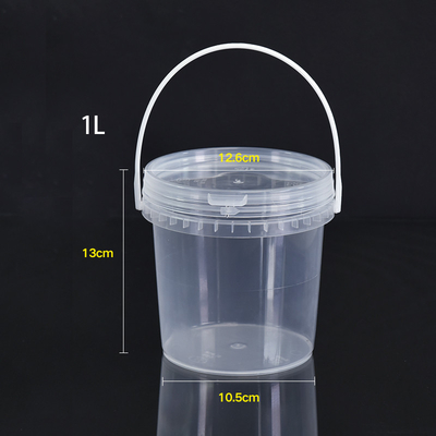1L Clear Plastic Bucket With Pull-Ring Lid for Food Grade Packaging Needs