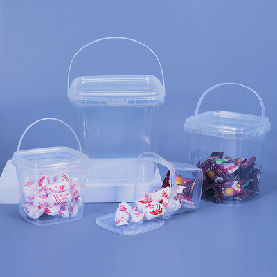 Printing Round 1 Liter Transparent Plastic Bucket for Chocolate Cookies Food Package
