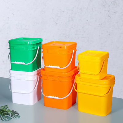 Eco-Friendly 3.5L 5L 6L 10L 20L Square Plastic Buckets With Handle for Tools Storage