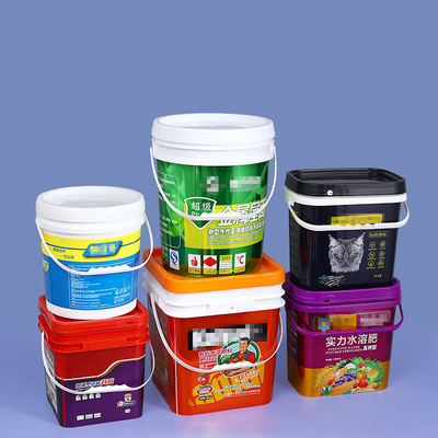 Water 5 Gallon 20L Square Plastic Paint Bucket with Metal Handle and Lid Practical