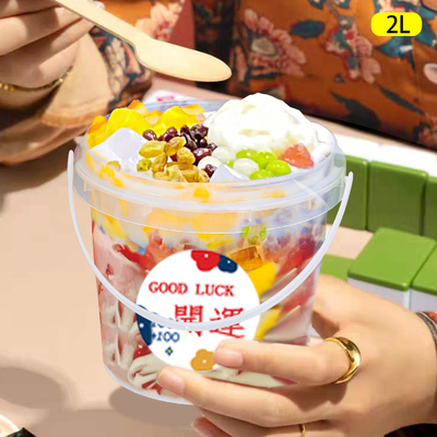 Water Bucket 500ml 1L 2L Plastic Pail With Lid For Water Yogurt Cookie Food Storage