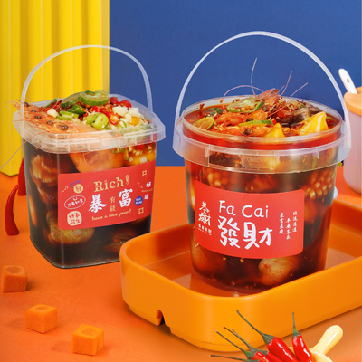 PP Food Grade Gasket Plastic Clear Seafood Boil 2 liter Bucket Packaging Container