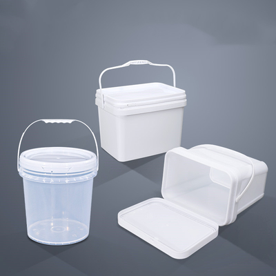 8L Thickened White Transparent Large Square Plastic Bucket Container With Lids Food Grade