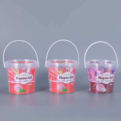 Sale 2L White/Black/Translucent Plastic Bucket With Lid handle for Food Grade Snacks