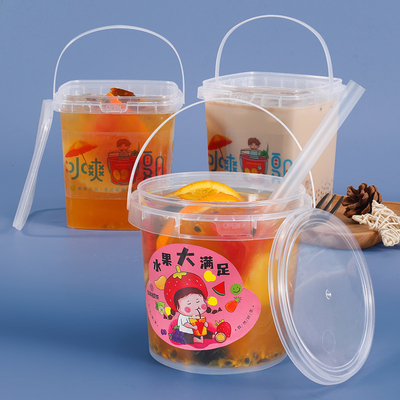 Water ISO9001SGS Certified Empty Plastic Bucket for Fruit Yogurt Milk Tea Packaging