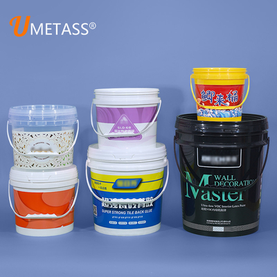 Customized 5 Gallon 20 Liter PP Paint Bucket with Plastic Handle and Silk Screen Printing