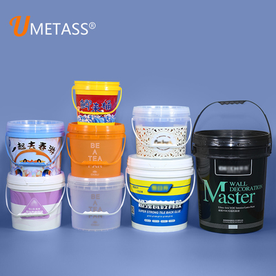 Food Grade Plastic Buckets With Lids Silk Screen Heat Transfer Printing Capacity 1-26L