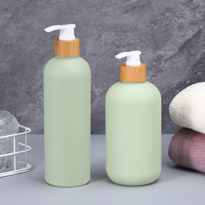 400ml 500ml Soft Touch Cosmetic Squeeze Bottle With Bamboo Lid For Shampoo Body Butter Lotion