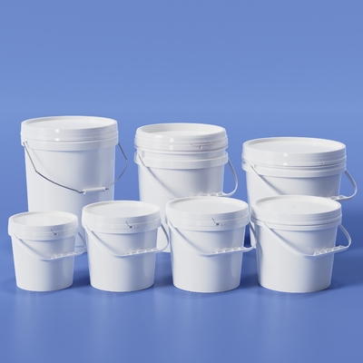 3L Food Storage PP Bucket Easy To Pull Plastic Pails White Black Blue