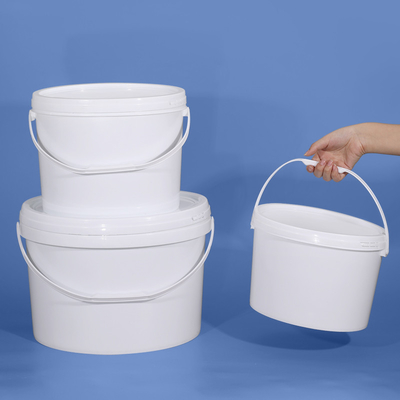 10L PP Oval Plastic Pail Bucket Translucent White For Beer Beverage Storage