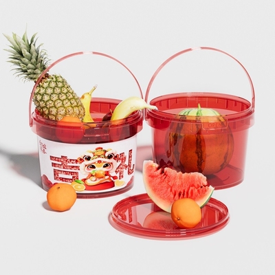Plastic Food Storage Buckets With Lids 300ml 500ml 1L 2L Food Grade Transparent Bucket For Fruit