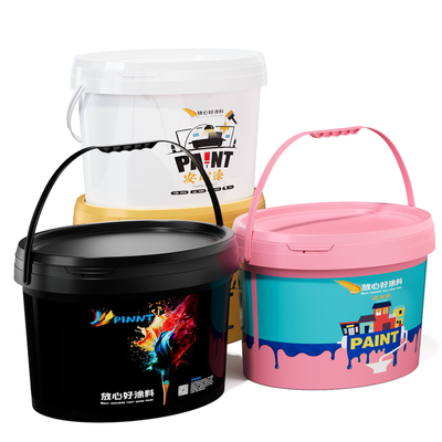 White Oval Paint Bucket With Handle And Lid For Print