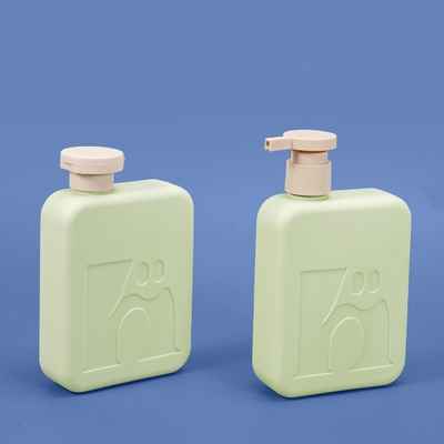300ml Green Plastic Square Shampoo and Conditioner Bottle Custom Cosmetic Plastic Bottle with Flip top cap