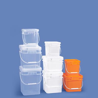 16L White Transparent Orange PP Square Bucket Plastic Container 16 Litre ODM OEM