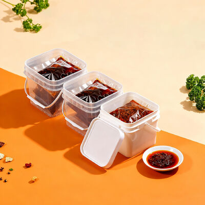 Premium Clear Square Plastic Bucket for Sauce Packet Bucket for Seasoner Container