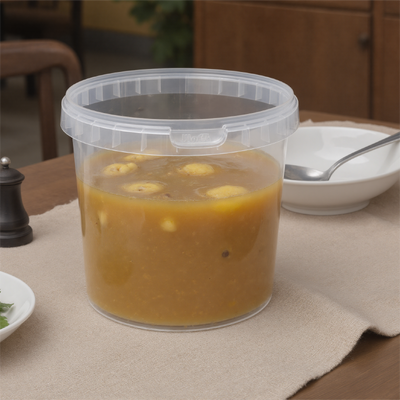 Customized Food Grade Plastic Bucket -20~100℃ Temperature Resistant 1~2L Leakproof Container with Lid Handle for Hot Drinks