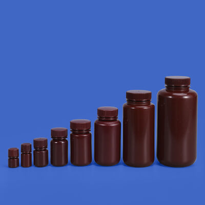 Lab Use Amber Plastic Bottle PP Durable Small Round Food Grade Bottle with Private Label Medicine Liquid Packaging Container