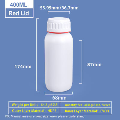 Custom 400ml White Plastic Coex Bottle with Red Green Colored Ring Around Cap