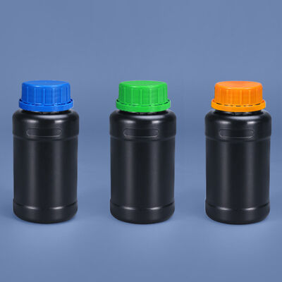 Wholesale Customized Black 250ml~1L Plastic HDPE Empty Round Plastic Bottle for Chemical Liquid